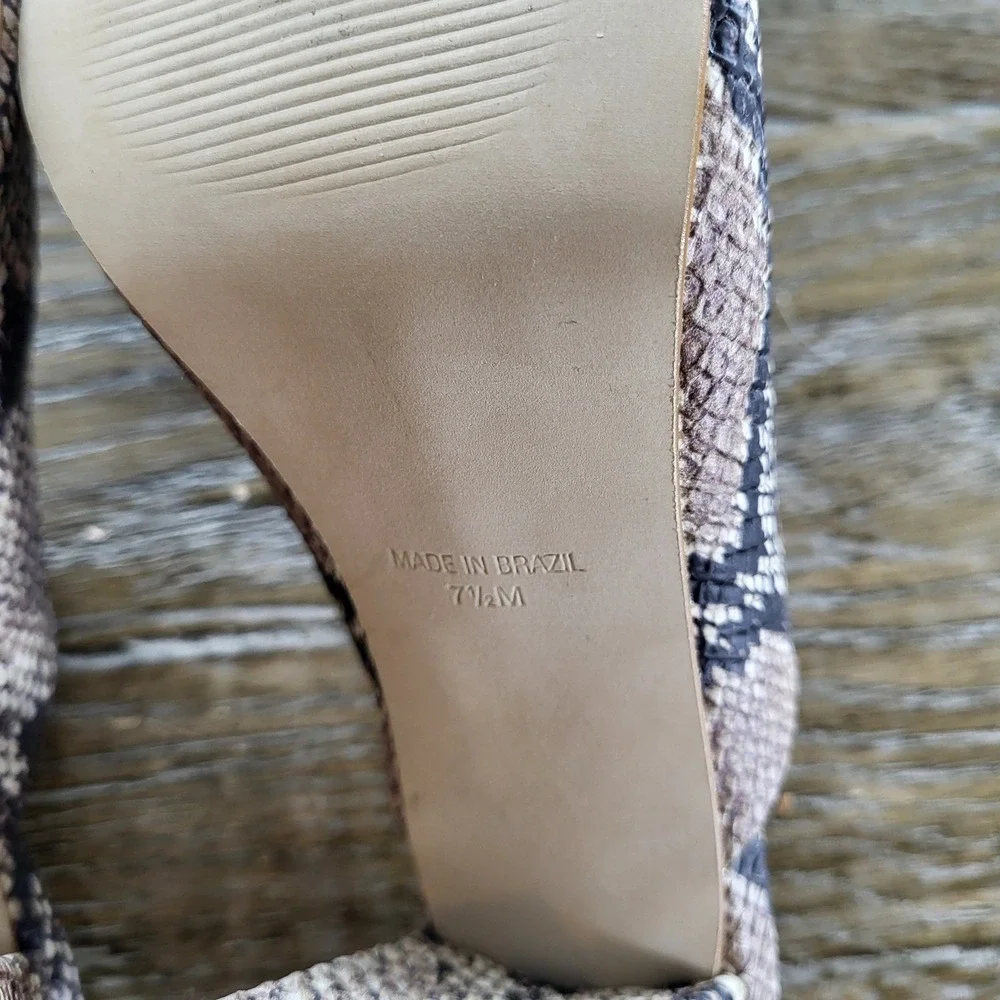 Steve Madden SLES01S1 Snakeskin Print Block Heel Mules Neutral Tan Size 7.5M